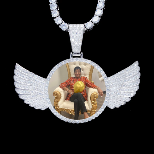 925S & VVS Moissanite 3D Wing Custom Picture Pendant