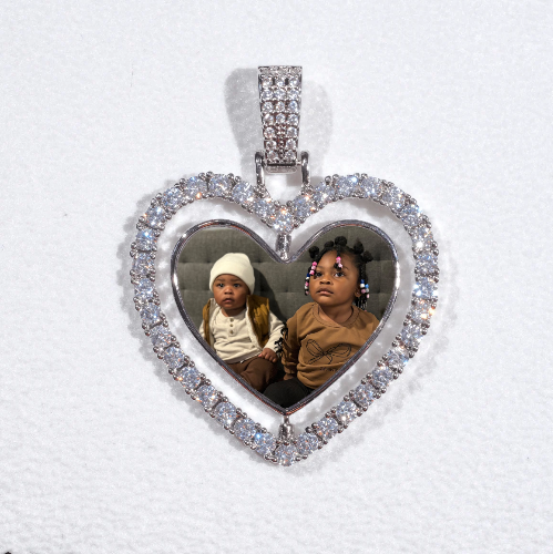 3D Spinning 2-Faced Heart Custom Picture Pendant