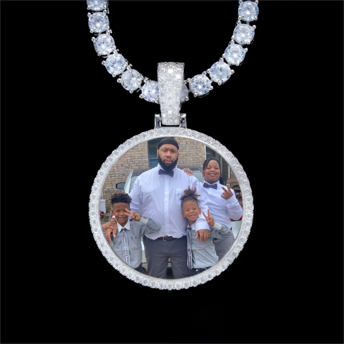 925S & VVS Moissanite 3D Circle Custom Picture Pendant
