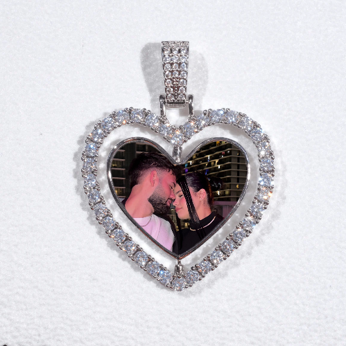 3D Spinning 2-Faced Heart Custom Picture Pendant