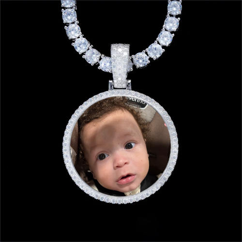 925S & VVS Moissanite 3D Circle Custom Picture Pendant