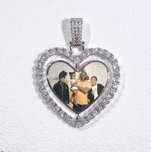 3D Spinning 2-Faced Heart Custom Picture Pendant