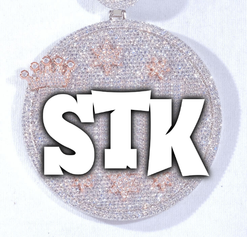CUSTOM LETTER NECKLACE 3D BIG CROWN DISC