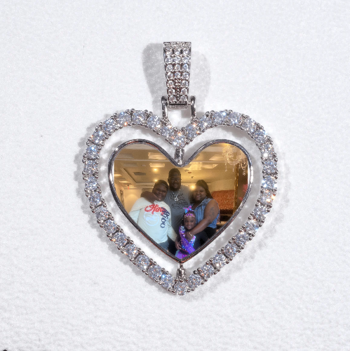 3D Spinning 2-Faced Heart Custom Picture Pendant