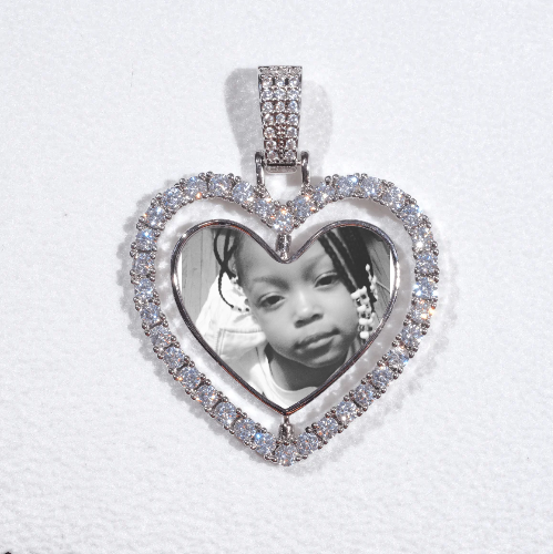 3D Spinning 2-Faced Heart Custom Picture Pendant