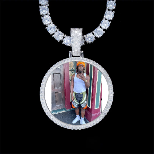 925S & VVS Moissanite 3D Circle Custom Picture Pendant