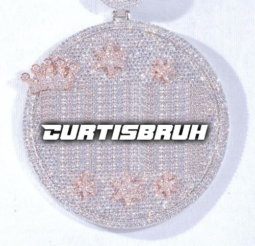 CUSTOM LETTER NECKLACE 3D BIG CROWN DISC