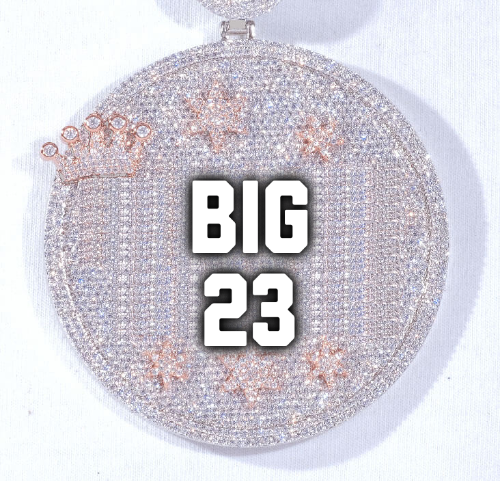 CUSTOM LETTER NECKLACE 3D BIG CROWN DISC