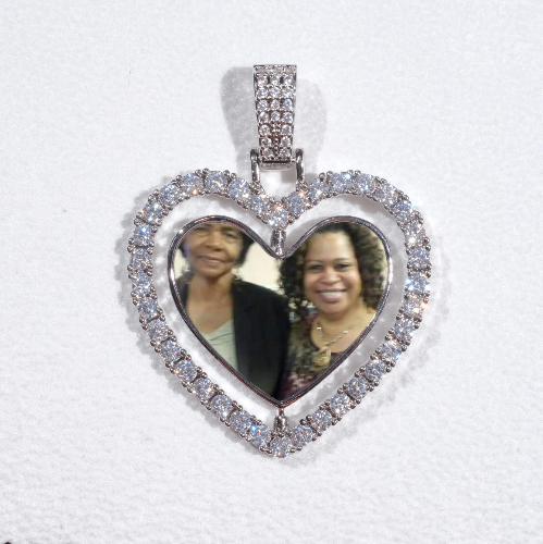 3D Spinning 2-Faced Heart Custom Picture Pendant