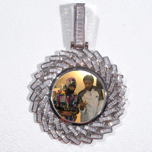 Large 3D Baguette Custom Picture Pendant