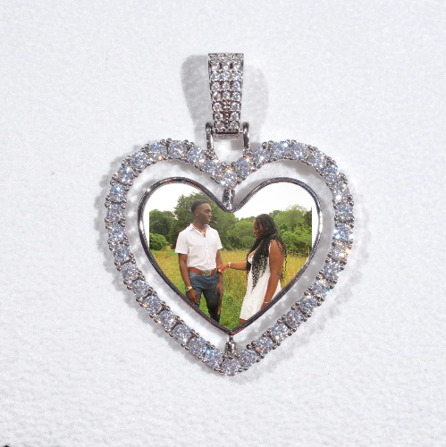 3D Spinning 2-Faced Heart Custom Picture Pendant