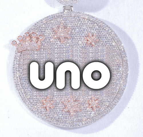 CUSTOM LETTER NECKLACE 3D BIG CROWN DISC
