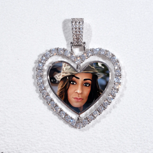 3D Spinning 2-Faced Heart Custom Picture Pendant