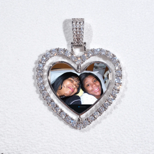 3D Spinning 2-Faced Heart Custom Picture Pendant