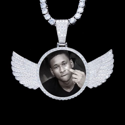 925S & VVS Moissanite 3D Wing Custom Picture Pendant