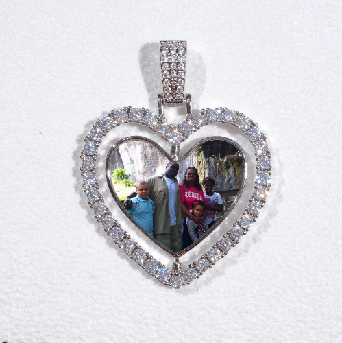 3D Spinning 2-Faced Heart Custom Picture Pendant