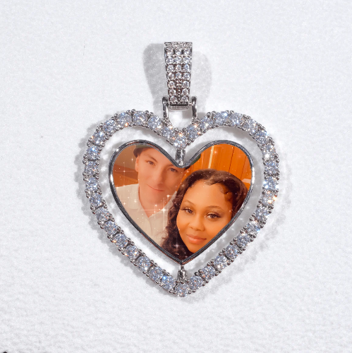 3D Spinning 2-Faced Heart Custom Picture Pendant