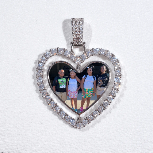 3D Spinning 2-Faced Heart Custom Picture Pendant