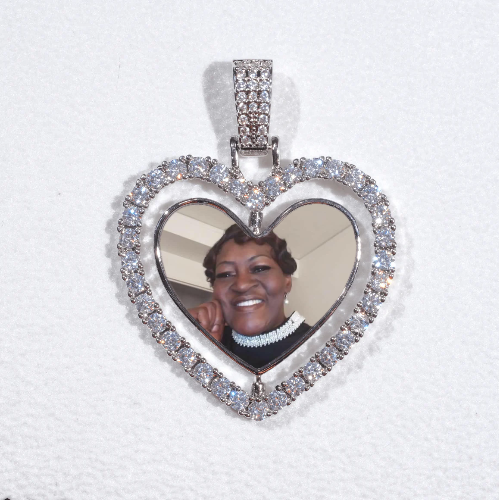 3D Spinning 2-Faced Heart Custom Picture Pendant