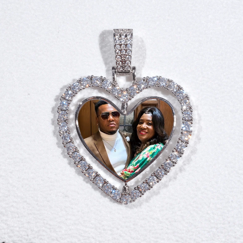 3D Spinning 2-Faced Heart Custom Picture Pendant