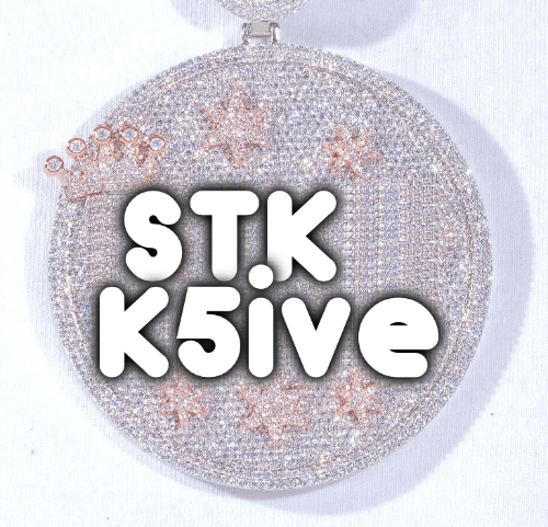 CUSTOM LETTER NECKLACE 3D BIG CROWN DISC
