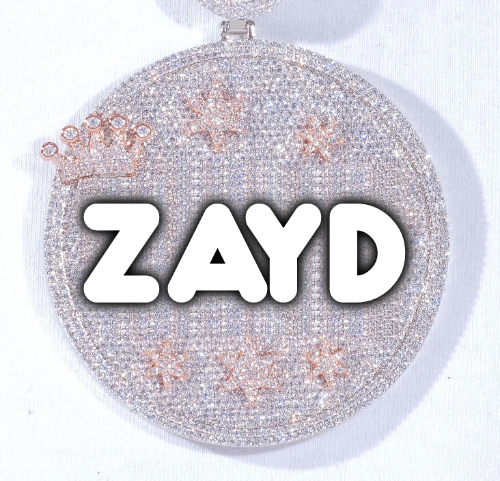 CUSTOM LETTER NECKLACE 3D BIG CROWN DISC