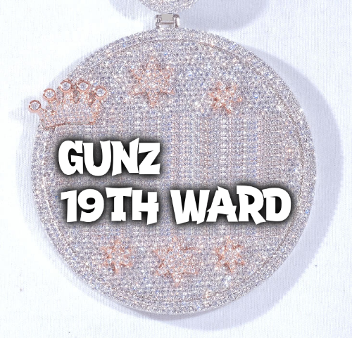CUSTOM LETTER NECKLACE 3D BIG CROWN DISC