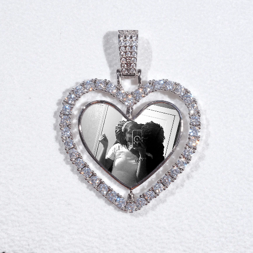 3D Spinning 2-Faced Heart Custom Picture Pendant
