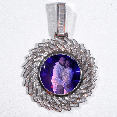 Large 3D Baguette Custom Picture Pendant