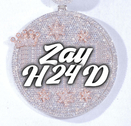CUSTOM LETTER NECKLACE 3D BIG CROWN DISC
