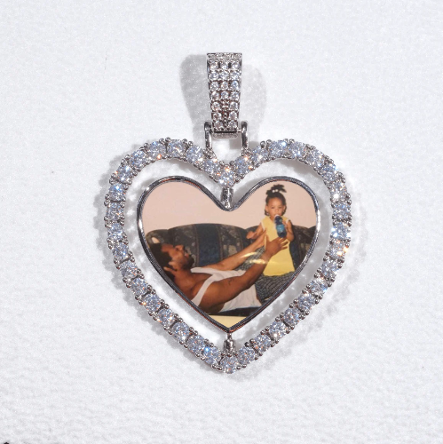 3D Spinning 2-Faced Heart Custom Picture Pendant