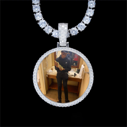925S & VVS Moissanite 3D Circle Custom Picture Pendant