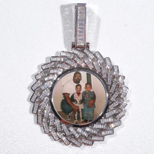 Large 3D Baguette Custom Picture Pendant