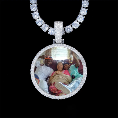 925S & VVS Moissanite 3D Circle Custom Picture Pendant