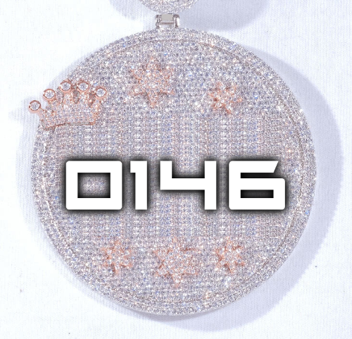 CUSTOM LETTER NECKLACE 3D BIG CROWN DISC
