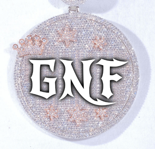 CUSTOM LETTER NECKLACE 3D BIG CROWN DISC