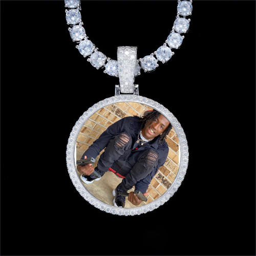 925S & VVS Moissanite 3D Circle Custom Picture Pendant