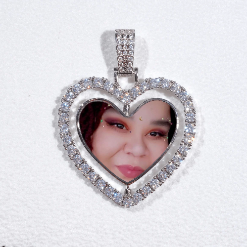 3D Spinning 2-Faced Heart Custom Picture Pendant