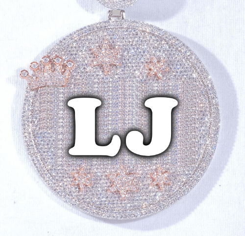 CUSTOM LETTER NECKLACE 3D BIG CROWN DISC