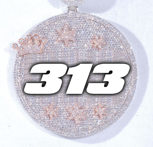 CUSTOM LETTER NECKLACE 3D BIG CROWN DISC