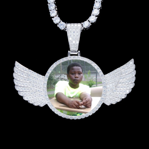 925S & VVS Moissanite 3D Wing Custom Picture Pendant