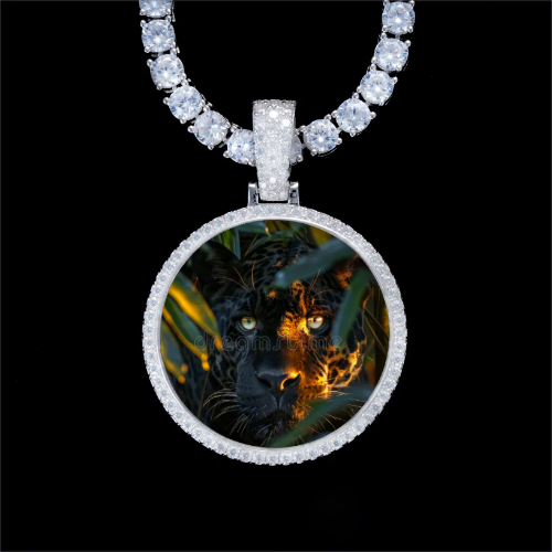 925S & VVS Moissanite 3D Circle Custom Picture Pendant