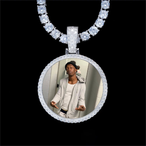925S & VVS Moissanite 3D Circle Custom Picture Pendant