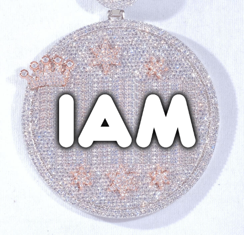 CUSTOM LETTER NECKLACE 3D BIG CROWN DISC