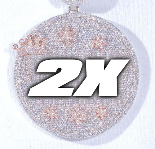 CUSTOM LETTER NECKLACE 3D BIG CROWN DISC