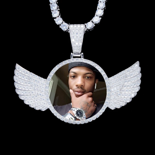 925S & VVS Moissanite 3D Wing Custom Picture Pendant