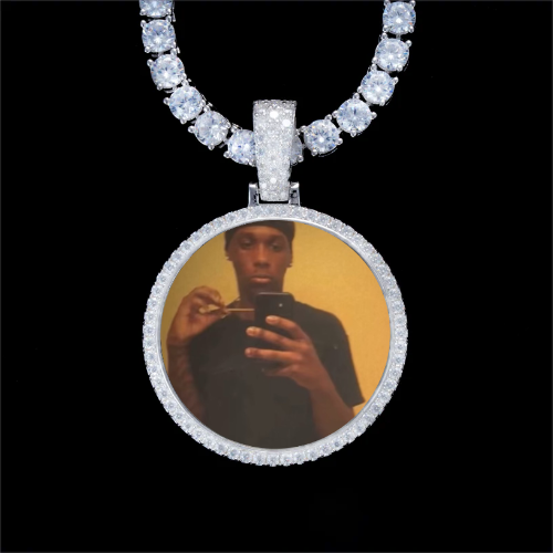 925S & VVS Moissanite 3D Circle Custom Picture Pendant