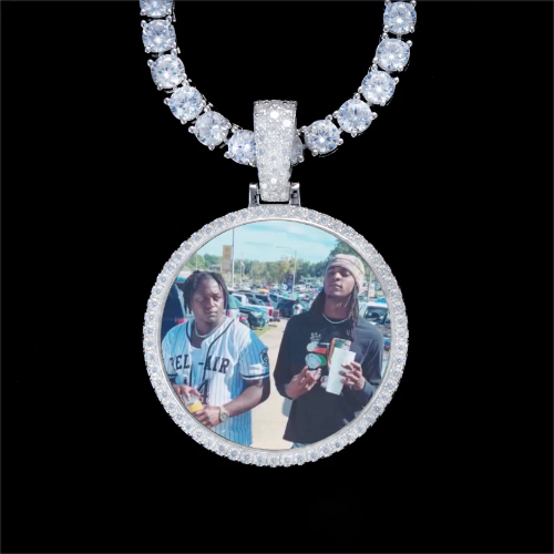 925S & VVS Moissanite 3D Circle Custom Picture Pendant