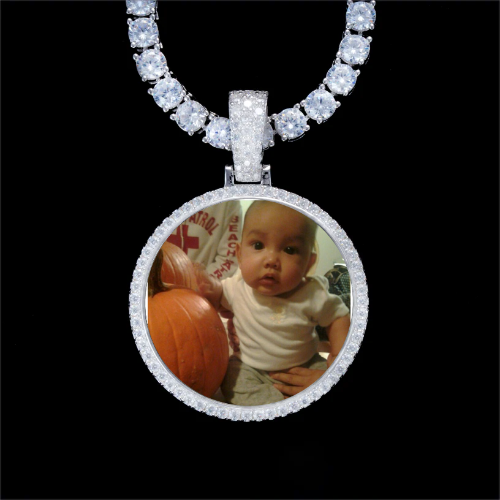 925S & VVS Moissanite 3D Circle Custom Picture Pendant