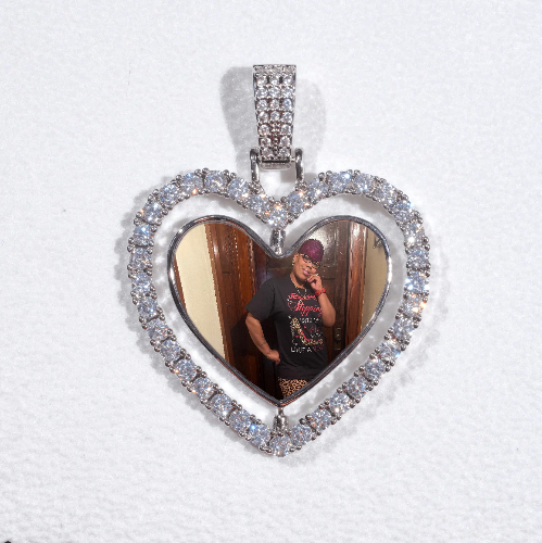 3D Spinning 2-Faced Heart Custom Picture Pendant